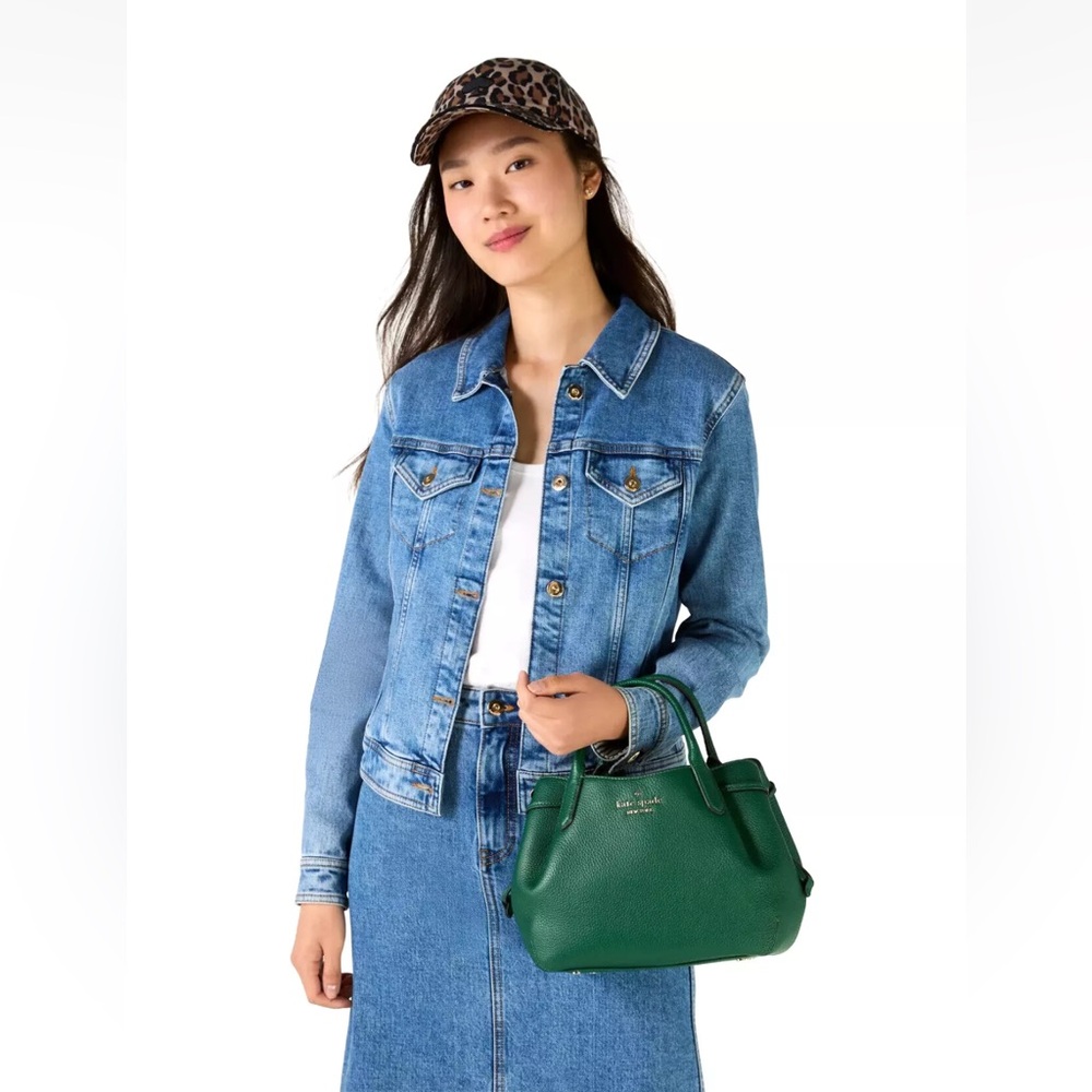 New Kate Spade Dumpling Small Satchel Pebble Leather Arugula - Picture 2 of 5